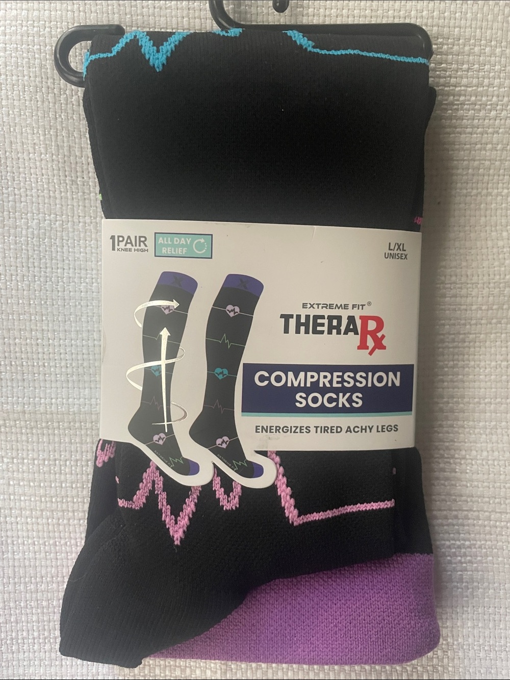 Heart Rhythm EKG Compression Socks size L/XL 15-20mmHg NEW in wrapper